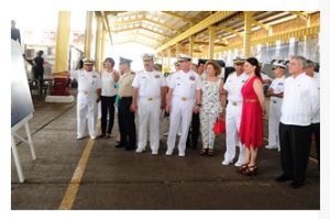 Ceremonia de botadura de la patrulla costera Monte Albán en el Astillero de Marina Uno.