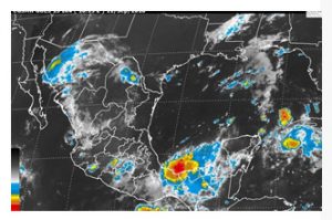 Tormentas puntuales fuertes en Coahuila, y lluvias con intervalos de chubascos en Nuevo León y Tamaulipas Imagen Satelital del SMN.